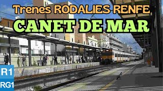 RODALIES RENFE CANET DE MAR Playas y turismo Trenes 447 líneas R1 y RG1 [upl. by Kettie765]