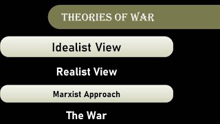 Theories of War  Idealistic View  Realist View  Marxist Approach  The Just War [upl. by Rodrich]