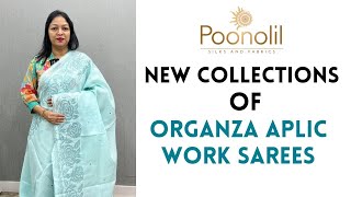 NEW COLLECTION OF ORGANZA APLIC WORK SAREES [upl. by Nellac]