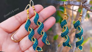 EASY BEADED SPIRAL EARRINGSEARRINGS MAKING AT HOME Useful amp Easy [upl. by Hafeetal]