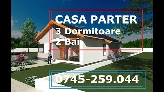 Casa Parter cu 3 dormitoare si 2 bai acoperis simplu in 2 ape [upl. by Nade982]