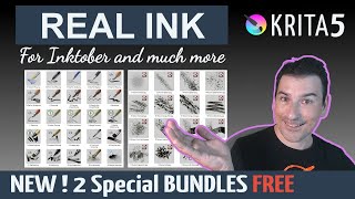 41 Ink BRUSHES in Krita 5 for inktober and MUCH MORE [upl. by Barram701]