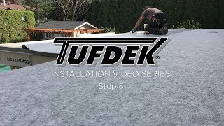 Tufdek™ Waterproof Vinyl Decking Install  Step 3  Installing Deck Flashing [upl. by Nemzzaj]