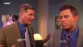 The Miz John Laurinaitis amp David Otunga Backstage  WWE RAW 1912 [upl. by Yrrat]