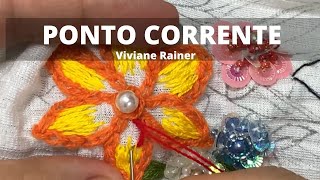 Aula 14 Ponto corrente tutorial completo super fácil e práticoCurso de bordado livre passo a passo [upl. by Draper272]