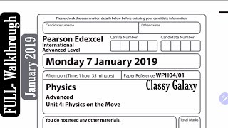 Edexcel IAL physics Unit 4 Jan 19  FULL walkthrough  Solution [upl. by Ollehcram]