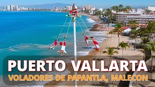 Ritual de los Voladores de Papantla Ritual Ceremony of the Papantla Flyers Malecón Puerto Vallarta [upl. by Gilberte639]