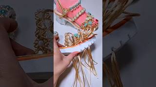 Make sleeper make chappal with Aari embroidery chappal embroidery sleeper [upl. by Annawoj]