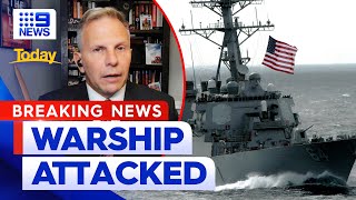 Pentagon says US warship attacked in Red Sea  9 News Australia [upl. by Trotta]