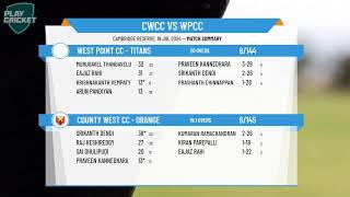 Melbourne Cricket AssociationWestDiv B Rd15County West CC  Orange v West Point CC  Titans [upl. by Ellene]