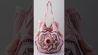 Soft charm Neutral Pink woolen crochet bag knitted bag crochet handknotted crochetbag [upl. by Beryl922]