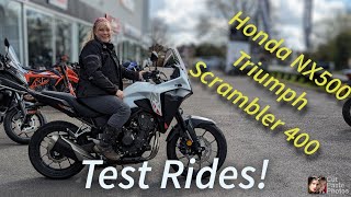 Testing the Honda NX500 amp Triumph Scrambler 400 and finding a Wild Card [upl. by Durning]