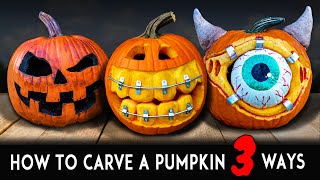 How To Carve Halloween Pumpkins Scary  Silly  Traditional [upl. by Cully]