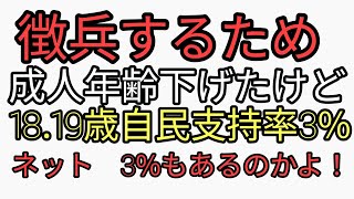 徴兵するため成人年齢を引き下げた自民党 1819歳の支持率が3に落ち込む ネット3も支持してるのかよ [upl. by Phyllis]