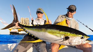 GIANT Tuna Under Worlds BIGGEST Oil Rig Catch Clean Cook Yellowfin Tuna [upl. by Haimes]