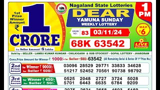 LIVE Latest Lottery Sambsd 1pm todays 03112024 Result  Nagaland State Lottery [upl. by Dalia]