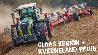 Pflügen mit 12 Scharen Claas Xerion Traktor und Kverneland PW Pflug [upl. by Bohrer28]