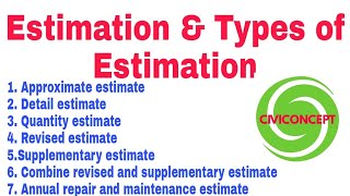 Types of Estimate In Construction  Types of Estimation 2024  Building Estimation 2024 [upl. by Ettebab]