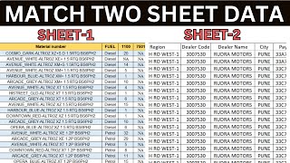 Match Two Excel Workbook  Match Data in Two Excel Sheets  Match Data in Excel [upl. by Kowal]