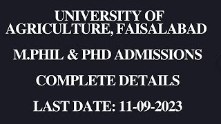 How To Apply  UAF MPhil amp PhD Admissions 2023  Complete Method  University of Agriculture [upl. by Enihpets463]