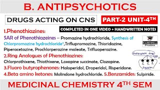 Antipsychotic drug complete SAR  Mechanism  Phenothiazines  P2 U4  Medicinal Chemistry 1 [upl. by Auhesoj]