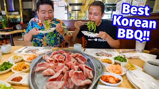 Korean Food Tour  CORN DOG CHEESE PULL  Korean BBQ in Koreatown LA Part 2 [upl. by Allecnirp]