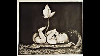 Vatapatra sAi pencil Art Drawing Little Krishna Krishnashtami janmashtami [upl. by Ixela]