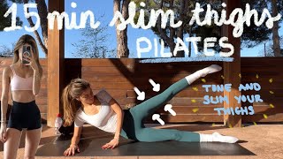 15MIN slim thighs pilates workout  tone and lengthen legs  no equipment [upl. by Mcripley986]