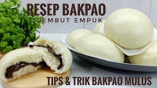 Resep bakpao lembut empuk tips dan trik bakpao mulus tidak keriput [upl. by Yatnohs654]