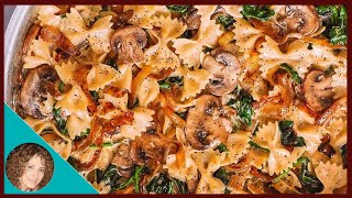 Creamy Mushroom And Spinach Pasta With Caramelised Onions  Mushroom And Spinach Farfalle [upl. by Swihart]