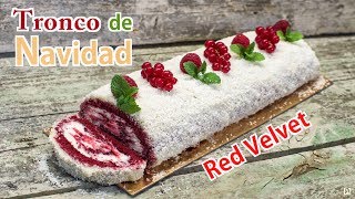 Tronco de Navidad Red Velvet Delicioso y Súper Fácil  Receta Brazo de Gitano Navideño Paso a Paso [upl. by Tem305]