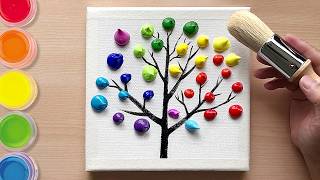 Easy 3Step Rainbow Tree Painting in 5 Minutes  Easy painting for beginners [upl. by Margarette]