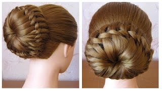 Chignon tressé facile ⭐︎ Tuto Coiffure simple cheveux mi longlong ⭐︎ Coiffure tresse en noeuds [upl. by Oinotnaesoj]