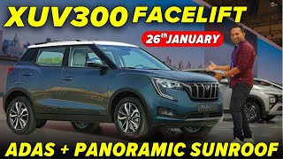 Mahindra XUV300 Facelift  ADAS  Panoramic Sunroof  360 Degree Camera  Kia Sonet Facelift Rival🔥 [upl. by Cornela]