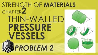 Mechanics of Deformable Bodies Chapter 2 Thin Walled Pressure Vessel Problem 2 PH [upl. by Otho]