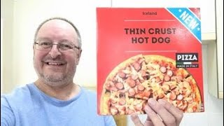 NEW Iceland Thin Crust Hot Dog Pizza  Only £1  Budget Food Review [upl. by Ennovyahs]