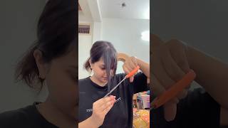 Cutting curtain bangs at home✂️ curtainbangtutorial cuttinghair haircutathome haircut hair [upl. by Ilime]