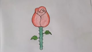 Rose Flower Drawing  Easy Rose Drawing Step by Step [upl. by Seadon]