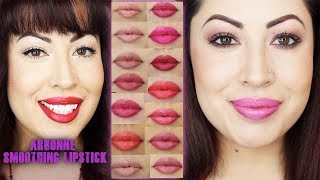 Arbonne Smoothed Over Lipstick  All 16 Swatches Review [upl. by Goddord]