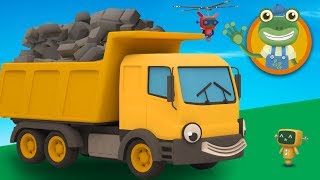 Dylan The Dump Truck Visits Geckos Garage  Construction Trucks For Children [upl. by Ehcsrop373]