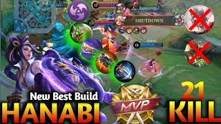 Best Build Hanabi 1 hit 2024  21 Kill  Build amp Emblem Hanabi MLBB [upl. by Nekcarb]