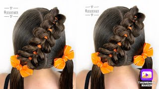 💕🐰How To Pull Through Braid into Pigtails Hairstyle Tutorial🐰💕tutorial hair hairstyle [upl. by Moyer]