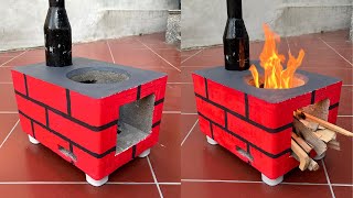 How To Make A Smokeless Firewood Stove So Easy  Product From Cement [upl. by Haraz271]