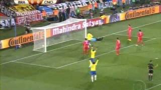 1º gol do Brasil na Copa 2010  Maicon [upl. by Shuma]