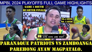 2024 MPBL PLAYOFFS QF G1 SOUTH  Zamboanga 🐟 vs Parañaque 🟡 Full Game Highlights  October 07 2024 [upl. by Ranip]