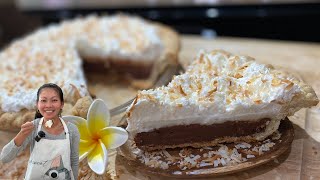 Homemade Hawaiian Chocolate Haupia Pie [upl. by Asirap]