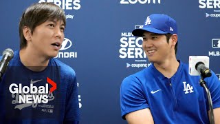 Shohei Ohtani scandal Dodgers star denies involvement alleges interpreter stole from him  FULL [upl. by Salguod]