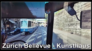 Mit dem Tram vom Bellevue zum Kunsthaus fahren  Stadt Zürich  Schweiz 2024 [upl. by Joliet]