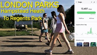 LONDON PARK WALKING FROM HAMPSTEAD HEATH TO REGENTS PARK LETS GO [upl. by Irtimid]