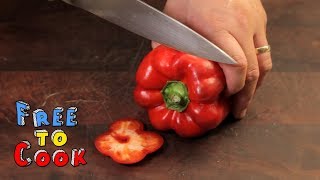 Fastest Way to Cut a Bell Pepper  Food Basic [upl. by Tannenwald]